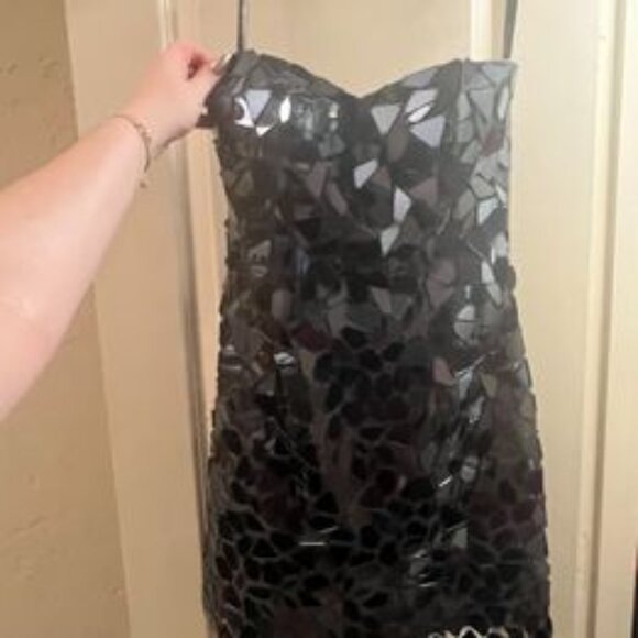 Sherri Hill Homecoming  Strapless Gunmetal Grey Cut Glass short dress size 8 - Picture 1 of 5